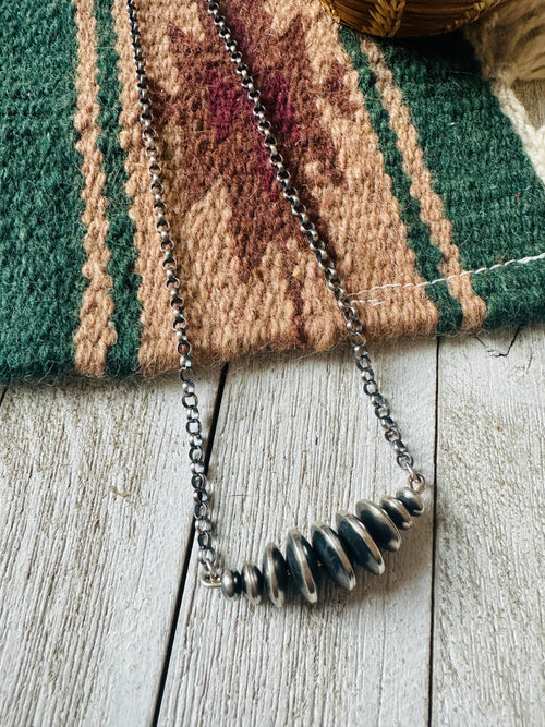 Navajo Sterling Silver Beaded Chain Necklace