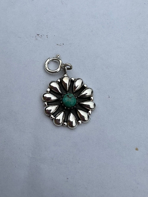 Sterling Silver and Turquoise Star Single Stone Flower Charm