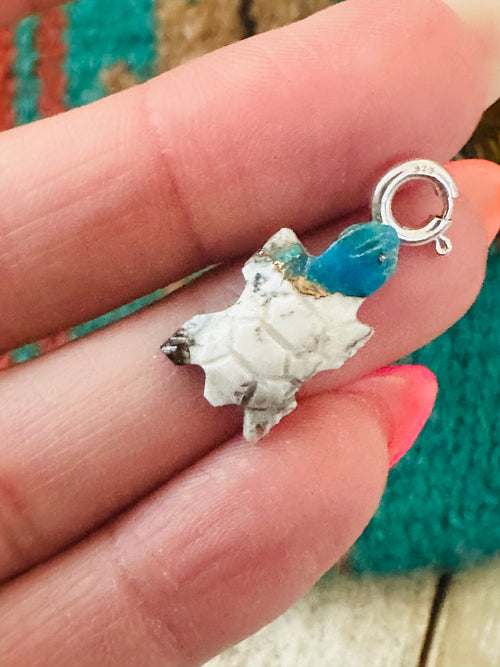 Navajo Hand Carved Blue Mojave Turtle Charm