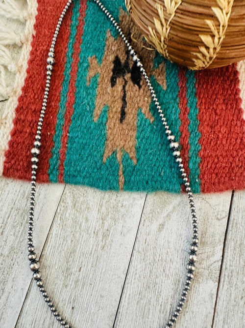 Navajo Sterling Silver Pearl Beaded 16” Necklace