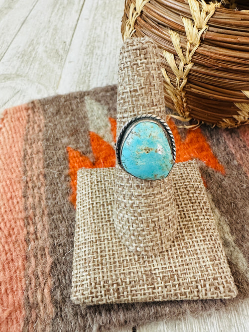 Old Pawn Navajo Sterling Silver & Turquoise Ring Size 7.25