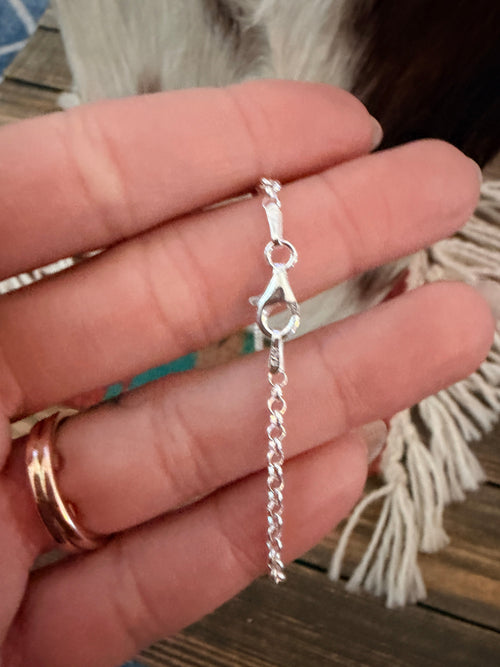 Handmade Sterling Silver & Turquoise Beaded Necklace