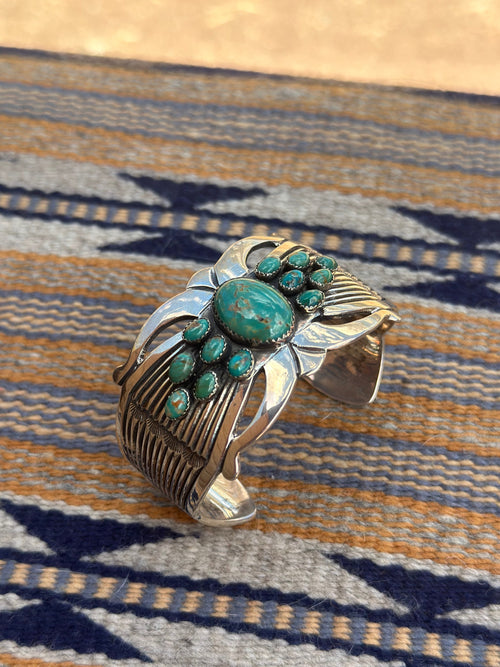 Old Pawn Rick Martinez Turquoise and Sterling Silver Cuff