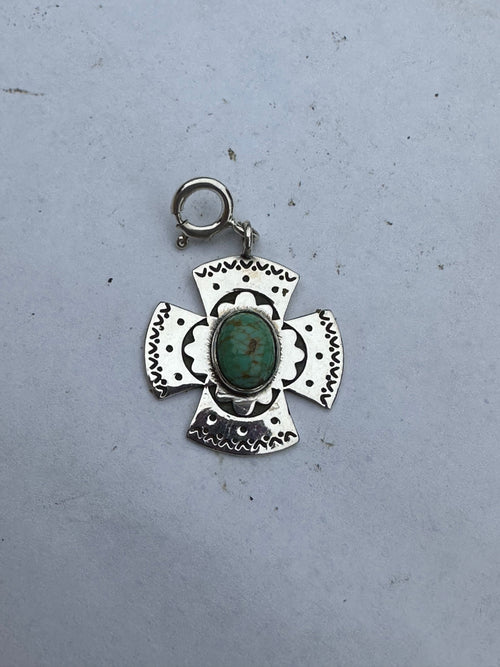 Sterling Silver and Turquoise Cross Charm