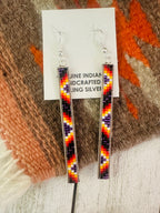 Navajo Handmade Multicolor Beaded Dangle Earrings