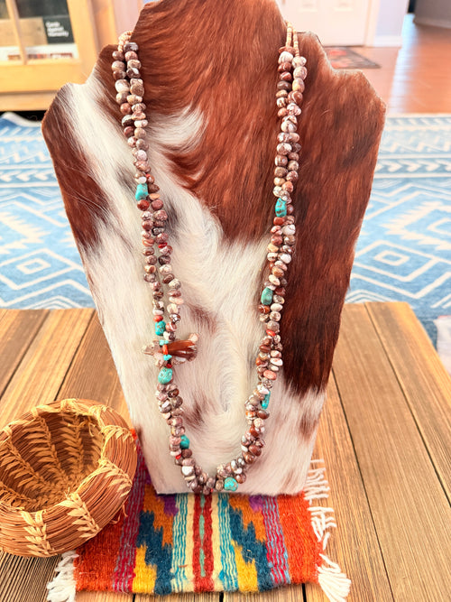 Old Pawn Handcrafted Multi Stone & Heishi Beaded 26” Necklace