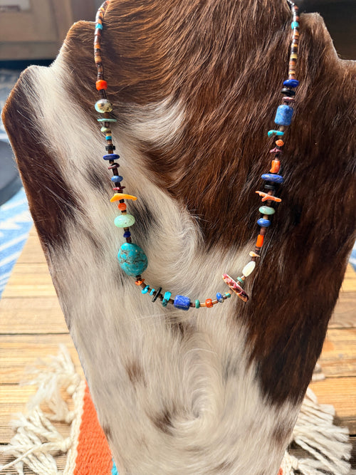 Handcrafted Multi Stone 18” Beaded Necklace