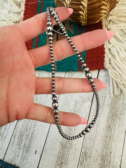 Navajo Sterling Silver Pearl Beaded 16” Necklace