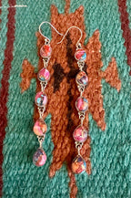 Handmade Pink Dream Mojave and Sterling Silver 5 Stone Dangle Earrings