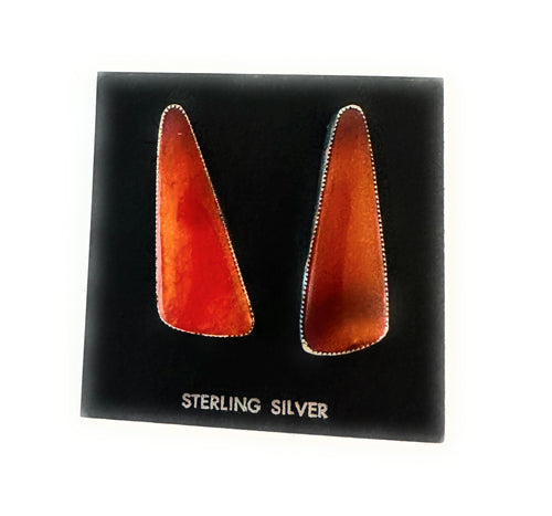 Navajo Jasper Sterling Silver Post Earrings Signed