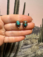 Handmade Number 8 Turquoise & Sterling Silver Stud Earrings STYLE 2