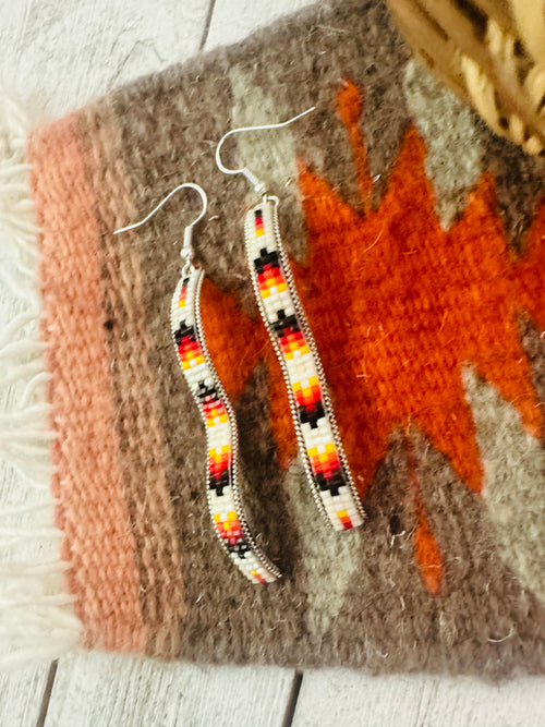 Navajo Handmade Multicolor Beaded Dangle Earrings