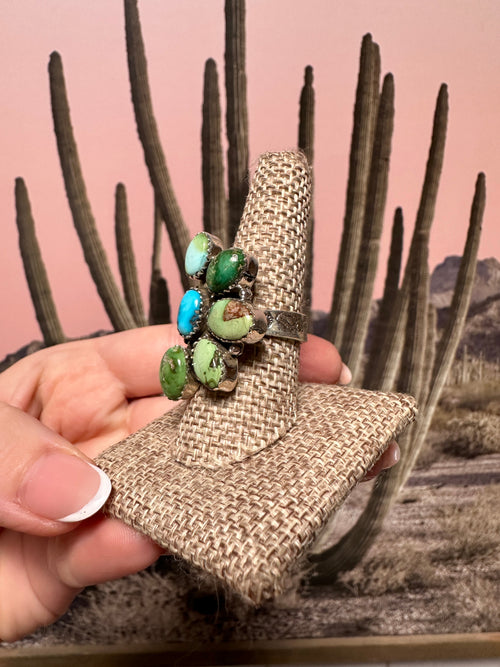 Handmade Sonoran Turquoise And Sterling Silver Adjustable Crescent Ring