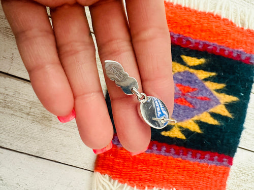 Navajo Sterling Silver Apple Coral Dangle Earrings