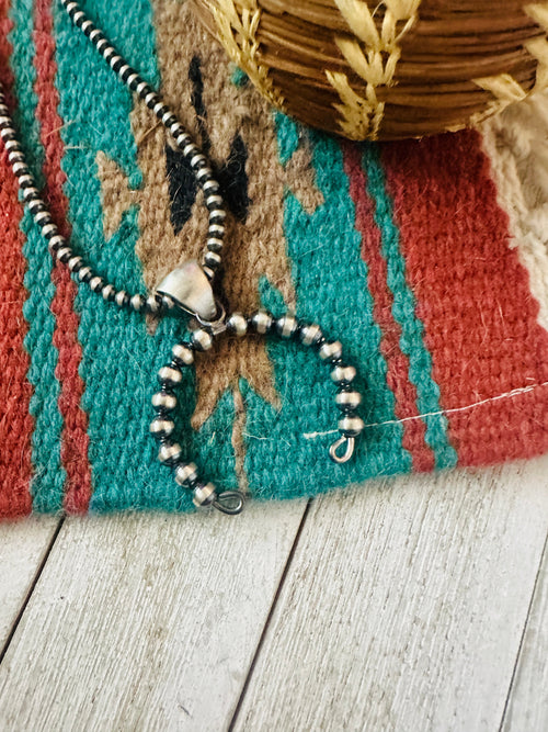 Navajo Sterling Silver Pearl Beaded Naja Pendant