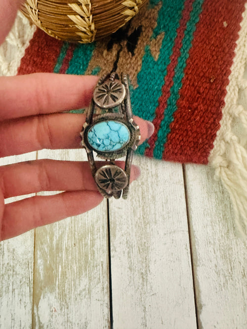 Old Pawn Navajo Sterling Silver & Turquoise Cuff Bracelet