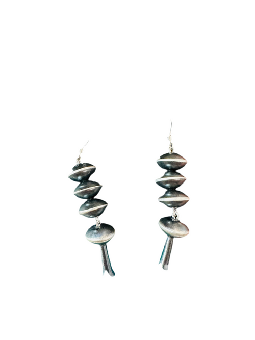 Navajo Sterling Silver Pearl Blossom Dangle Earrings