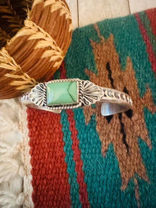 Handcrafted Old Pawn Sterling Silver & Turquoise Cuff Bracelet