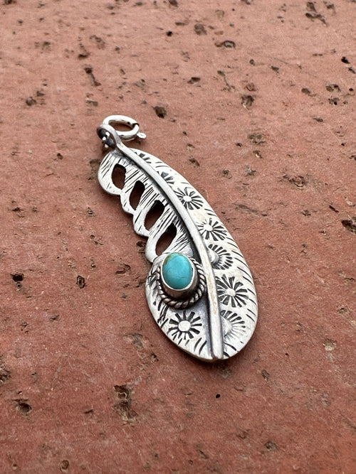 Sterling Silver Turquoise Feather Charm