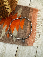 Navajo Sterling Silver Pearl Beaded Stretch Bracelet.