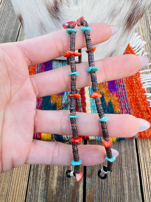 Handcrafted Turquoise, Spiny Oyster & Heishi Beaded Glasses Strap