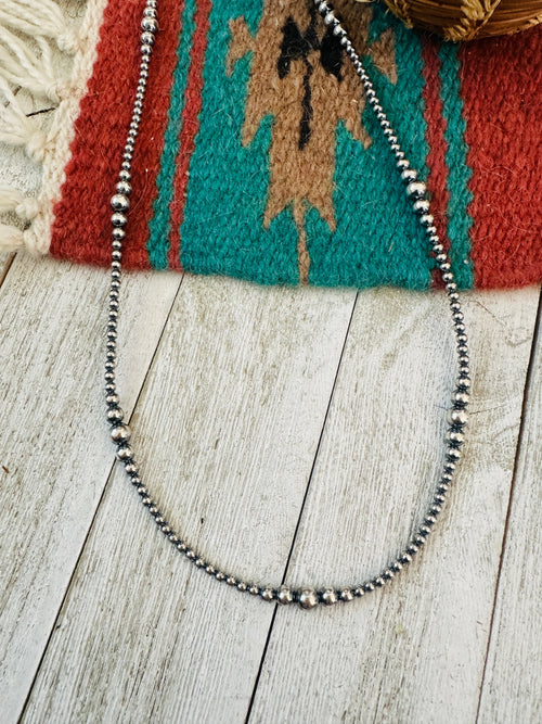 Navajo Sterling Silver Pearl Beaded 16” Necklace