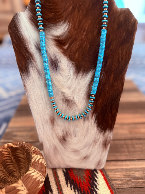 Handcrafted Copper and Turquoise Beaded 20” Necklace