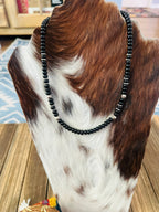 Handcrafted Black Onyx & Sterling Silver Beaded 18” Necklace by T & R Singer