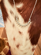 Handcrafted Turquoise & Sterling Silver Beaded Mini Squash Blossom Necklace