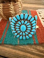 Handcrafted Old Pawn Sterling Silver & Turquoise Cluster Cuff Bracelet by Slim Jim Yazzie