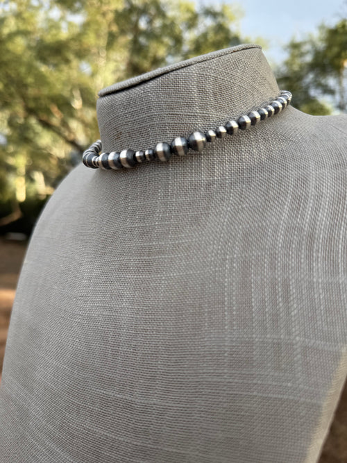 Handcrafted Sterling Silver Beaded Wrap Choker Necklace
