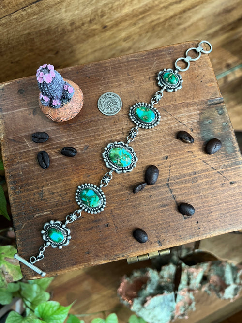 Diane Wylie Handcrafted Sterling Silver, Spiny Oyster & Turquoise Link Bracelets