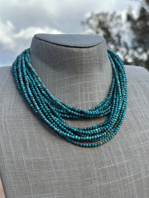 Navajo Tibetan Turquoise & Sterling Silver 3mm Beaded Necklace