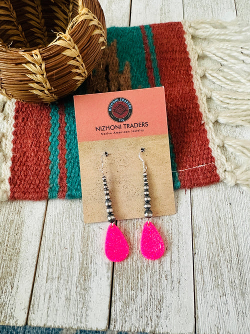 Summer Lovin’ Navajo Sterling Silver Pearl Beaded Opal Teardrop Dangle Earrings