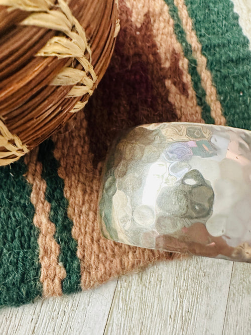 Old Pawn Navajo Hammered Sterling Silver Cluster Cuff Bracelet