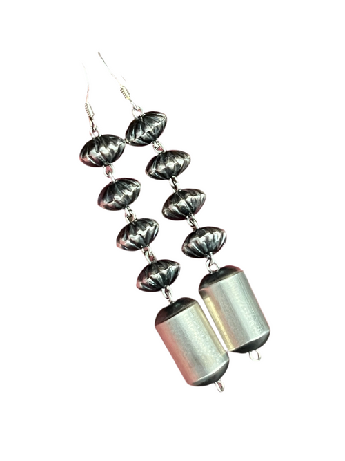 Navajo Handmade Sterling Linked Bead Earrings by Crystal Haley