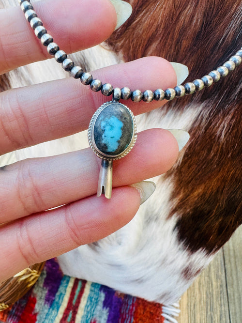 Handcrafted Turquoise & Sterling Silver Beaded Blossom Necklace