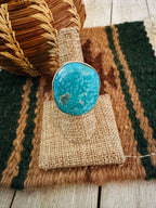 Old Pawn Handcrafted Turquoise & Sterling Silver Adjustable Ring