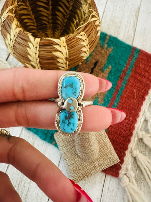 Old Pawn Zuni Sterling Silver & Turquoise Ring by Effie Calavaza