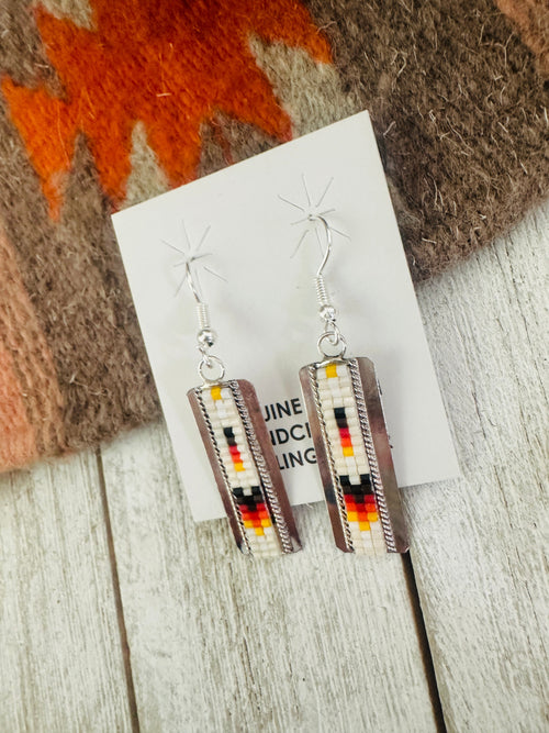 Navajo Handmade Multicolor Beaded Dangle Earrings