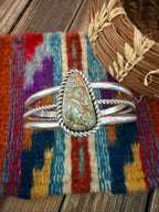 Handcrafted Old Pawn Sterling Silver & Royston Turquoise Cuff Bracelet