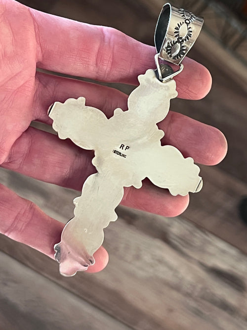 Rosella Paxson Sterling Silver, Lapis & Spiny Oyster Cross Pendant
