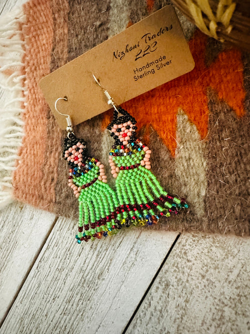 Handmade Multicolor Beaded Lady Dangle Earrings