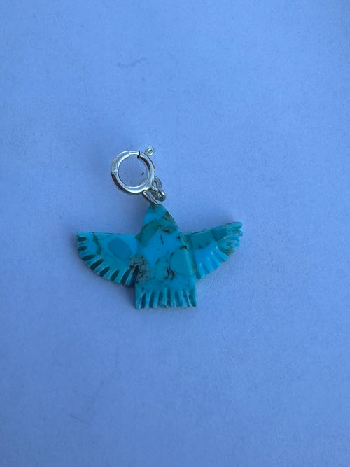 Zuni Hand Carved Turquoise Phoenix Bird Charm