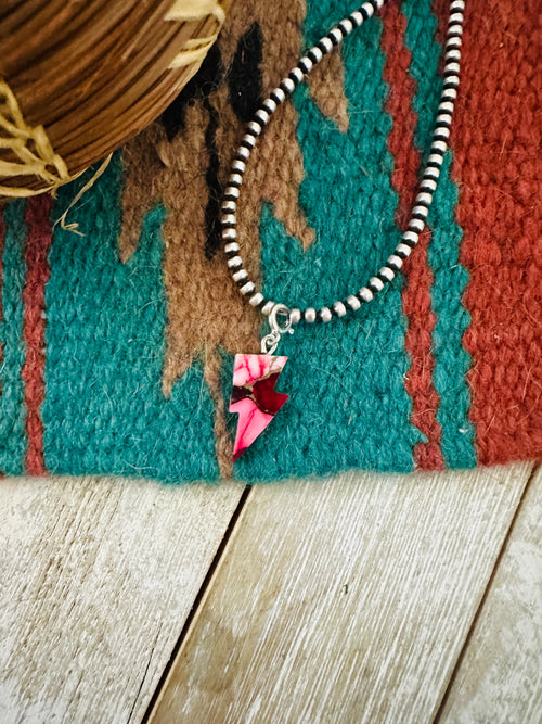 Navajo Hand Carved Rose Dahlia Lightning Bolt Charm