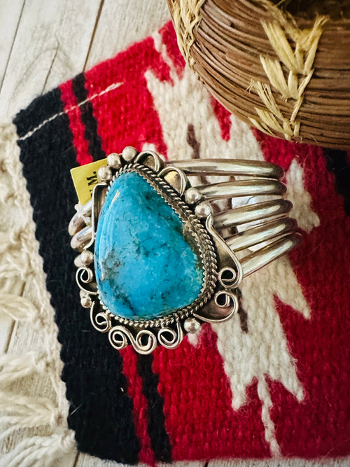 Old Pawn Navajo Sterling Silver & Turquoise Cuff Bracelet