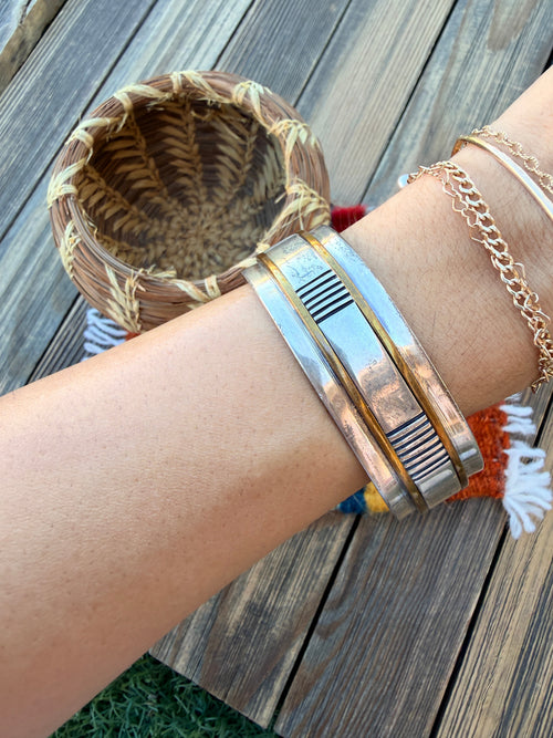 Handcrafted Old Pawn Sterling Silver Cuff Bracelet