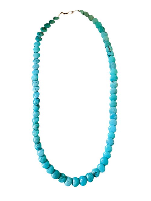 Navajo Turquoise & Sterling Silver 16” Beaded Necklace