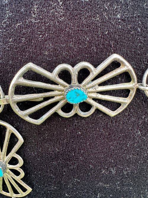 Handcrafted Vintage Old Pawn Turquoise & Sterling Silver Belt