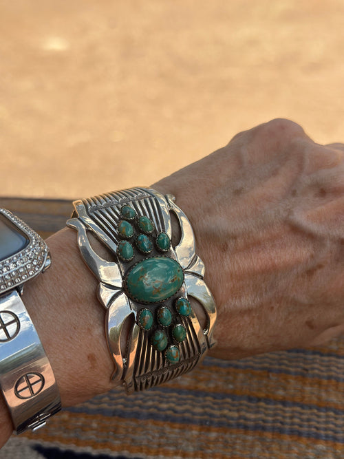 Old Pawn Rick Martinez Turquoise and Sterling Silver Cuff